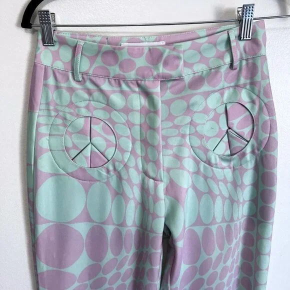 HOUSE OF SUNNY MINT LILAC PURPLE HAZE PARTY FLARE PANTS -  4 - Picture 4 of 11